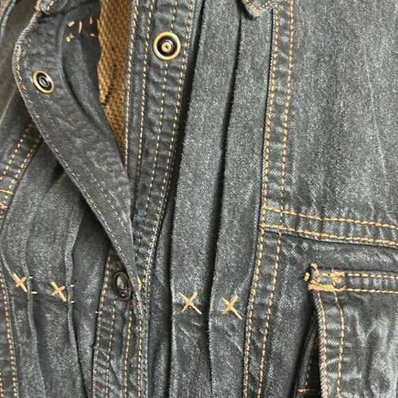 NWOT Free People Wild Dreams Denim Sleeveless Snap Button Shirt Midnight Wash M - Picture 7 of 13